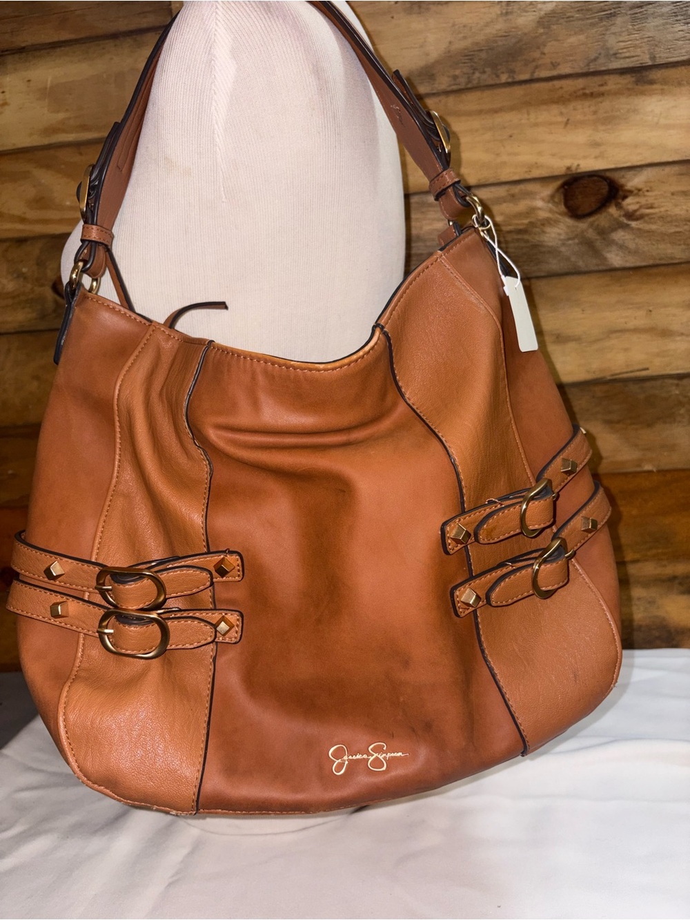 Jessica Simpson Cognac Leather Shoulder Hobo